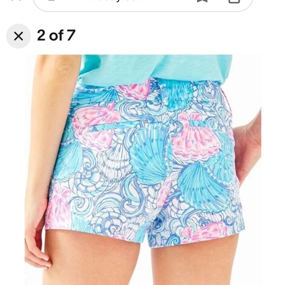 Lilly Pulitzer Blue Haven Raising Shell pattern short. - Picture 2 of 6